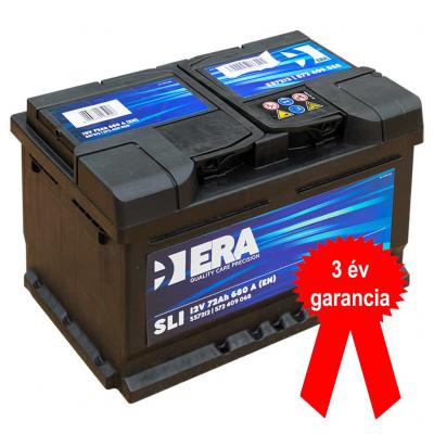 ERA SLI S57212 akkumulátor, 12V 72Ah 680A J+ EU alacsony - 3 év garancia!